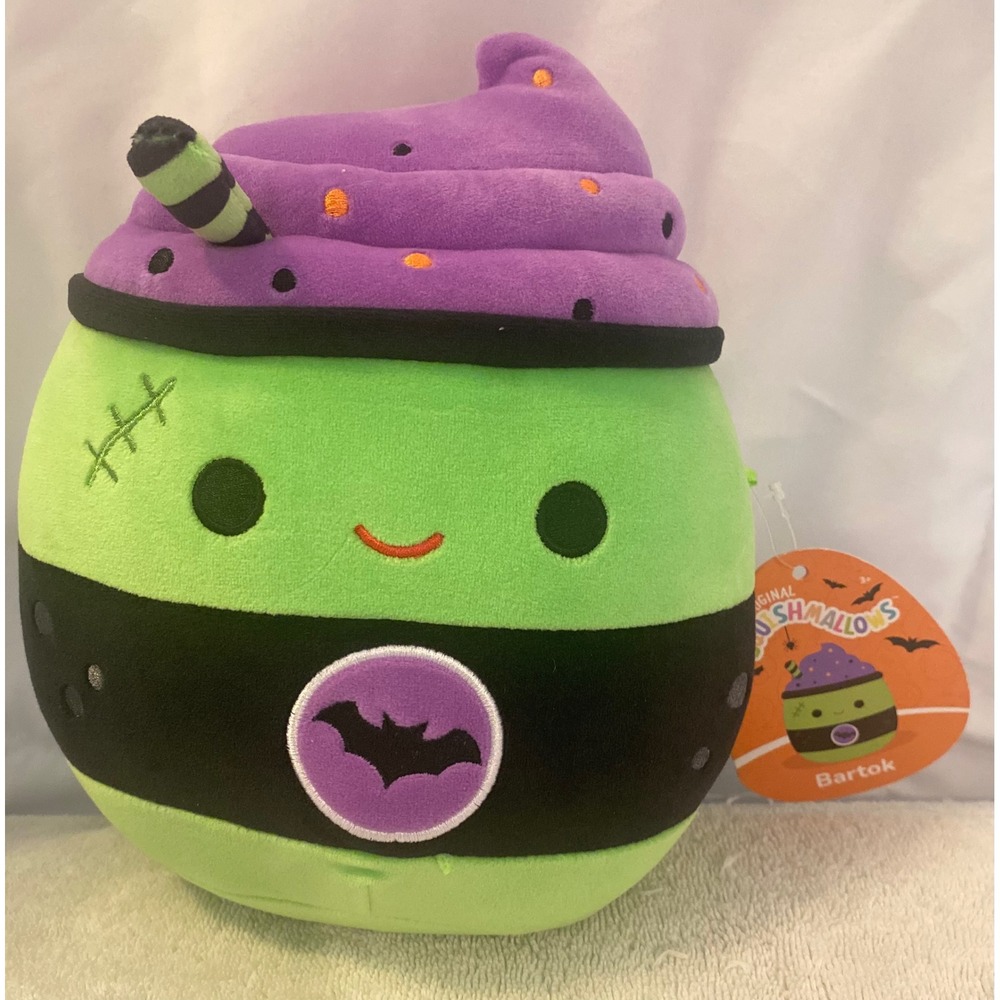 Squishmallows 8 Inch Bartok the Cauldron Halloween Plush Bat Potion Green Purple
